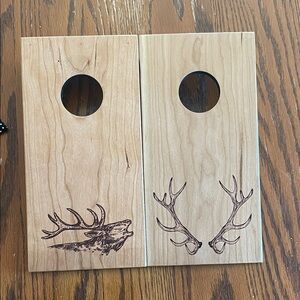 Wooden Deer Antler Cornhole Game Set